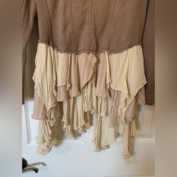 Free People Rare Victorian Military Bohemian Ruffle Jacket, Mauve, Size 12 - Picture 8 of 15